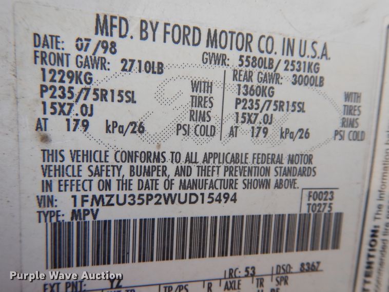 image for item HA9483 1998 Ford Explorer  SUV