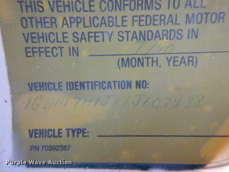 image for item HV9760 1990 GMC TopKick C6000  dump truck