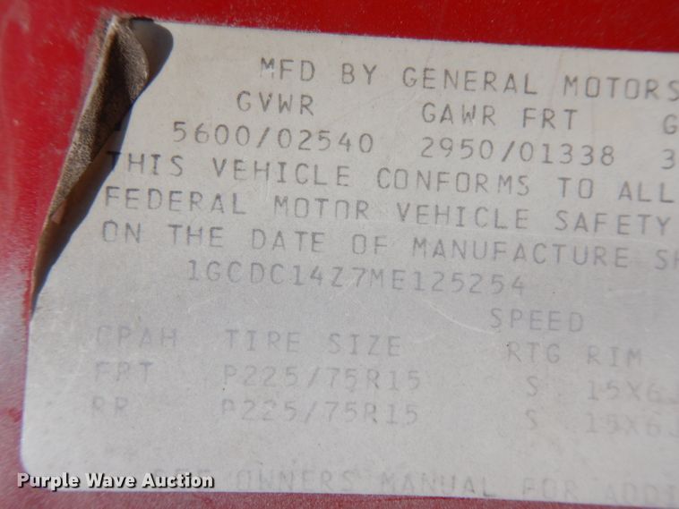 image for item HV9765 1991 Chevrolet C1500  pickup truck