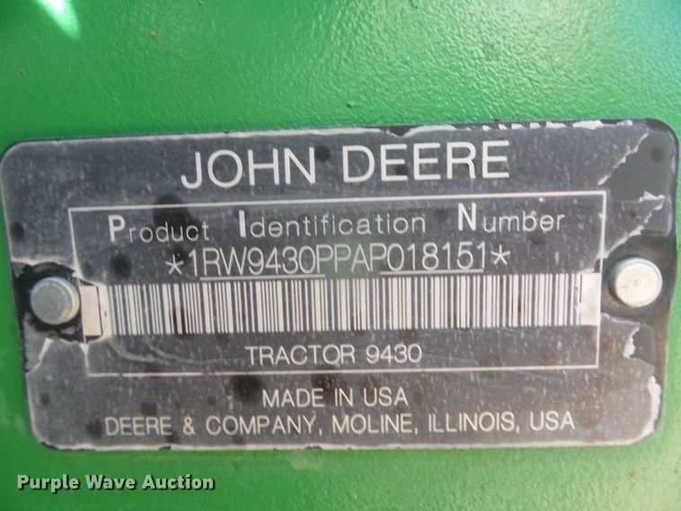 image for item DD0298 2010 John Deere 9430  4WD tractor