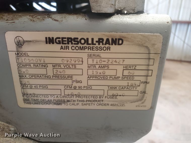 image for item DF5721 Ingersoll Rand T10 air compressor