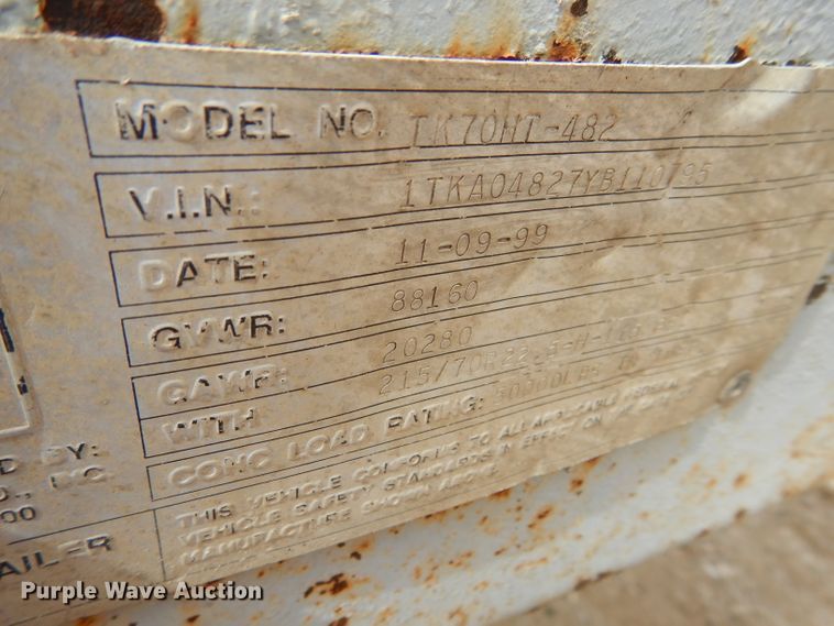 image for item DF2642 2000 Trail King TK70HT-482 drop deck equipment trailer