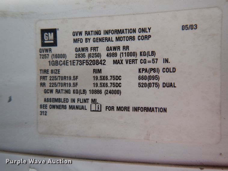 image for item DG1470 2003 Chevrolet C4500  bucket truck