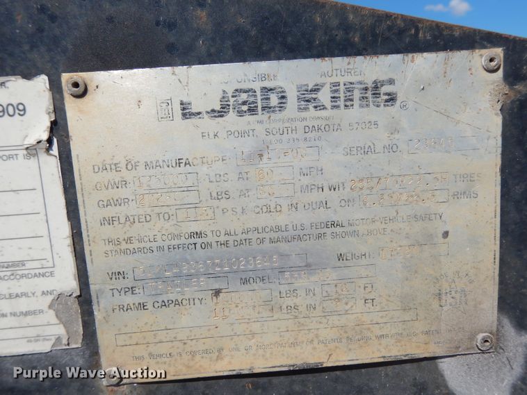 image for item DG6985 2001 Load King 553SS lowboy equipment trailer