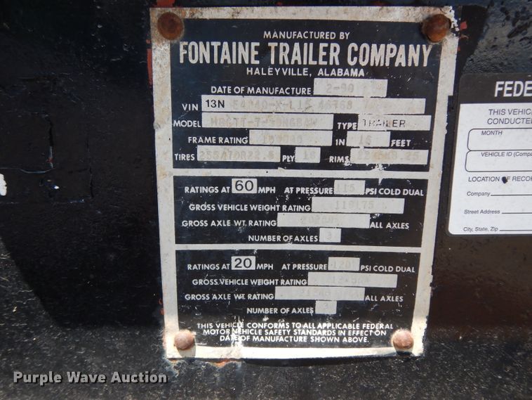 image for item DG6986 1990 Fontaine HRGTT-7-50NGBAW lowboy equipment trailer