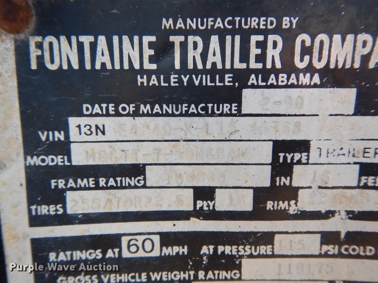 image for item DG6986 1990 Fontaine HRGTT-7-50NGBAW lowboy equipment trailer