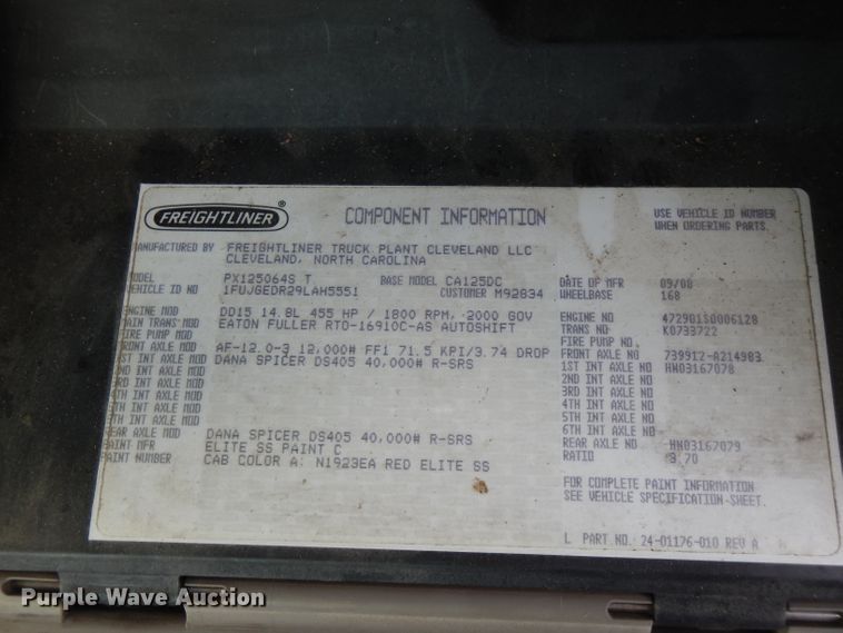 image for item FN9379 2009 Freightliner Cascadia  semi truck