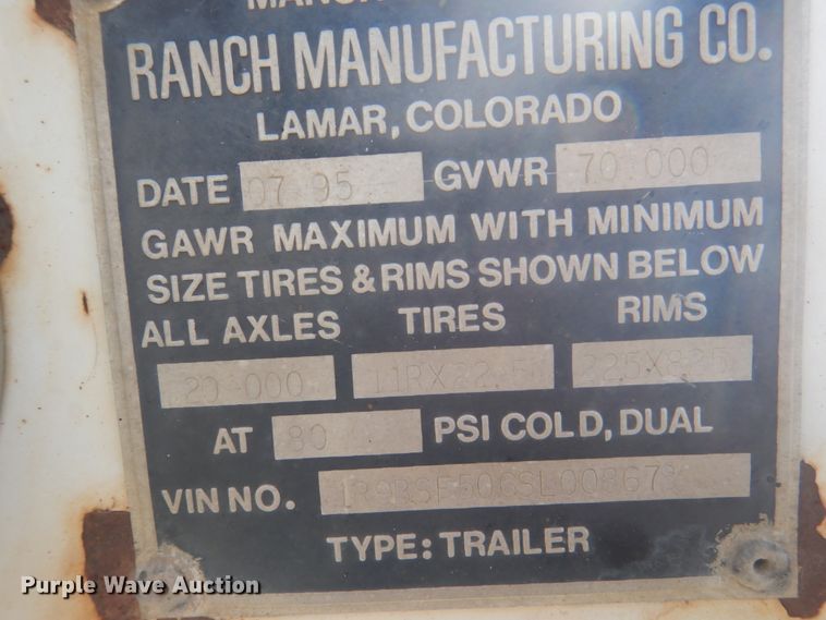 image for item FT9229 1995 Ranch bottom dump trailer