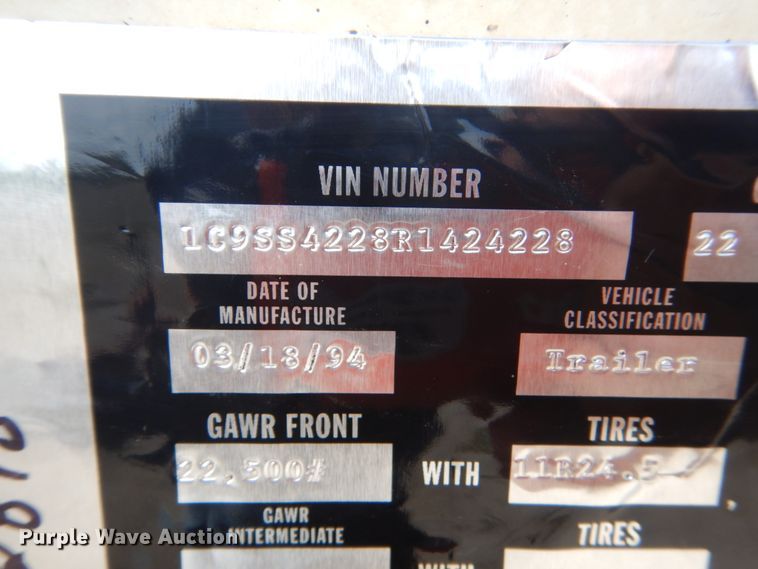 image for item HP9775 1994 Corn Belt S-422 bottom dump trailer