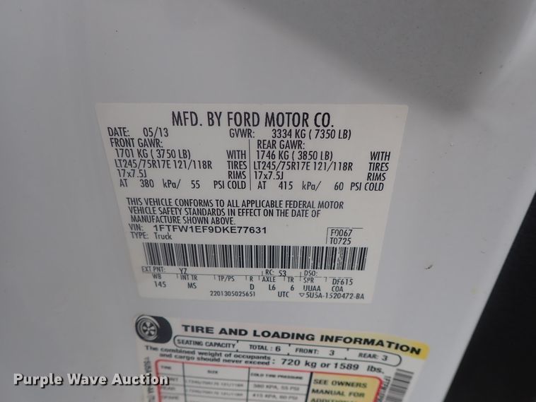 image for item DE0682 2013 Ford F150  SuperCrew pickup truck