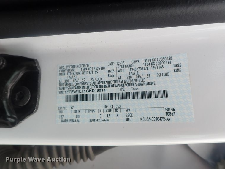 image for item DE0692 2016 Ford F150  SuperCrew pickup truck