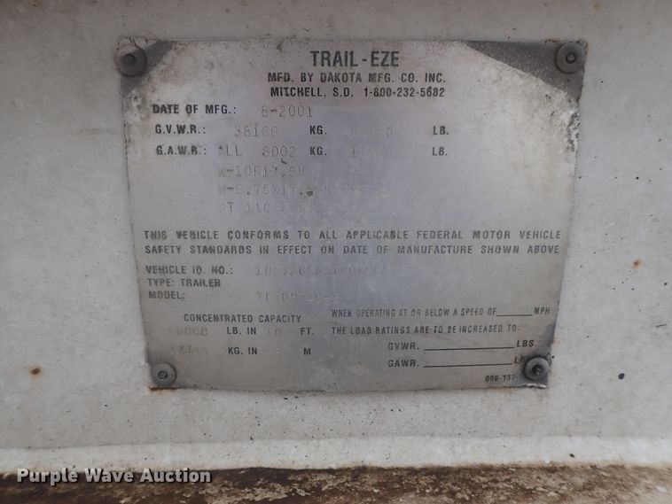 image for item DE0704 2001 Trail-Eze TE70HT46-2 drop deck equipment trailer