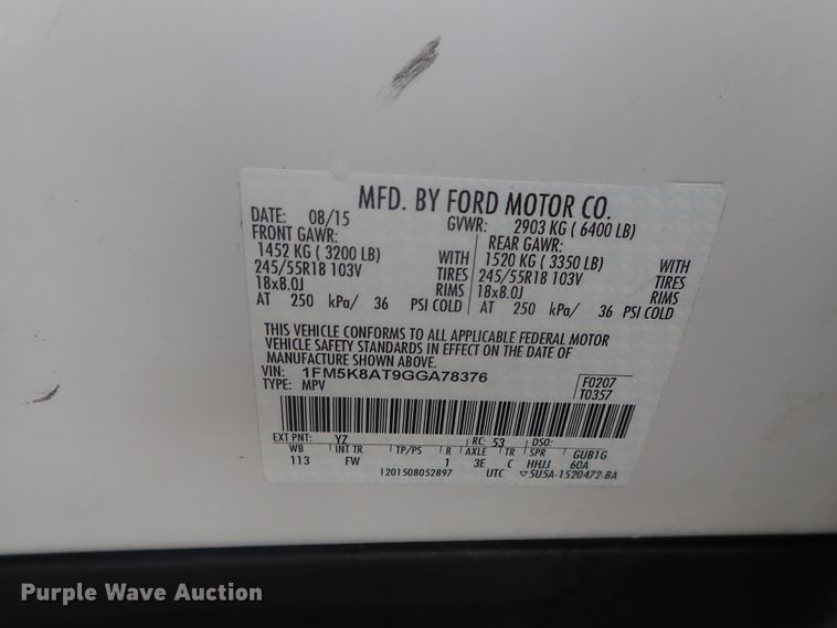 image for item DE0707 2016 Ford Explorer Police Interceptor  SUV