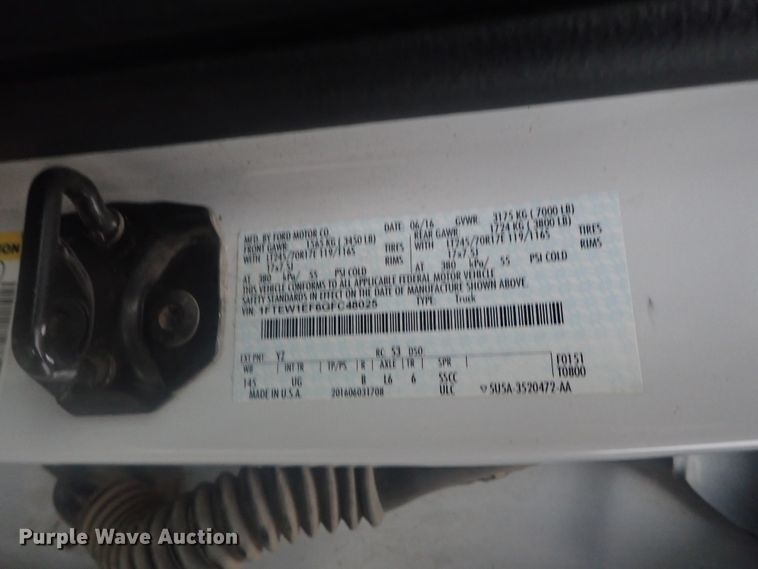 image for item DE0719 2016 Ford F150  SuperCrew pickup truck