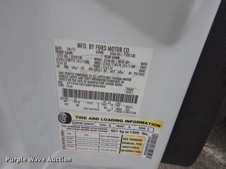 image for item DJ4452 2011 Ford F150  SuperCrew pickup truck