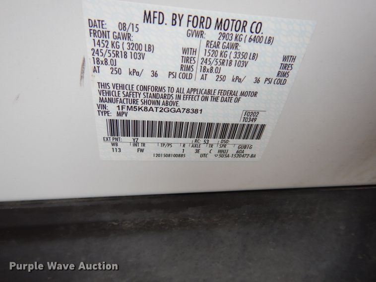 image for item DJ4458 2016 Ford Explorer Police Interceptor  SUV