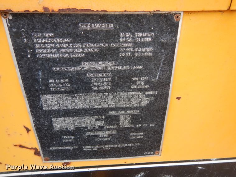 image for item DJ4472 1988 Leroy Dresser 185  air compressor