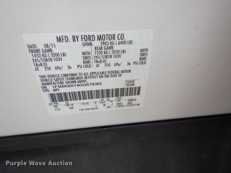 image for item DJ4478 2016 Ford Explorer Police Interceptor  SUV