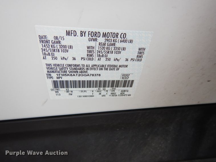 image for item DJ4480 2016 Ford Explorer Police Interceptor  SUV