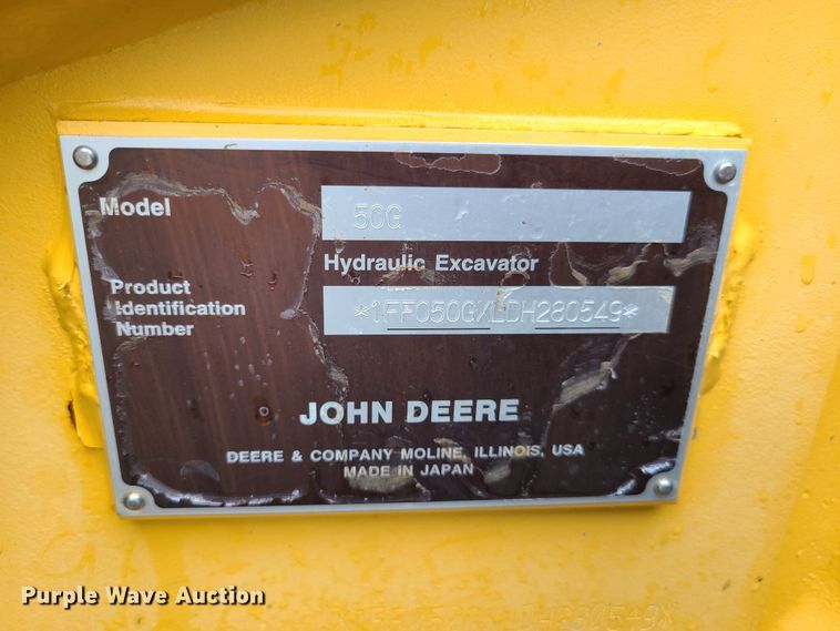 image for item EL9943 2013 John Deere 50G  mini excavator