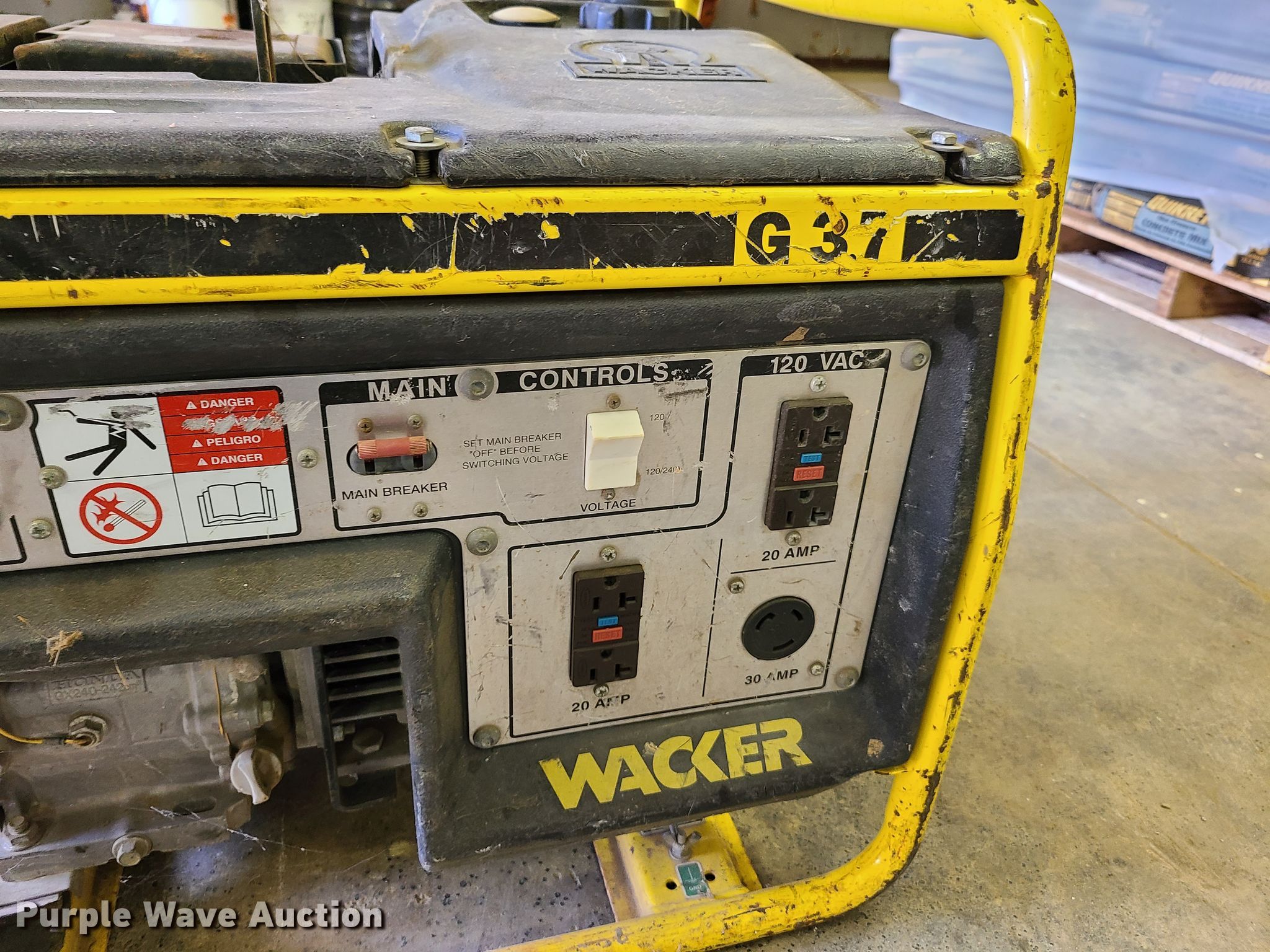 Wacker G37 generator in Oak Grove, MO Item DY9888 sold Purple Wave
