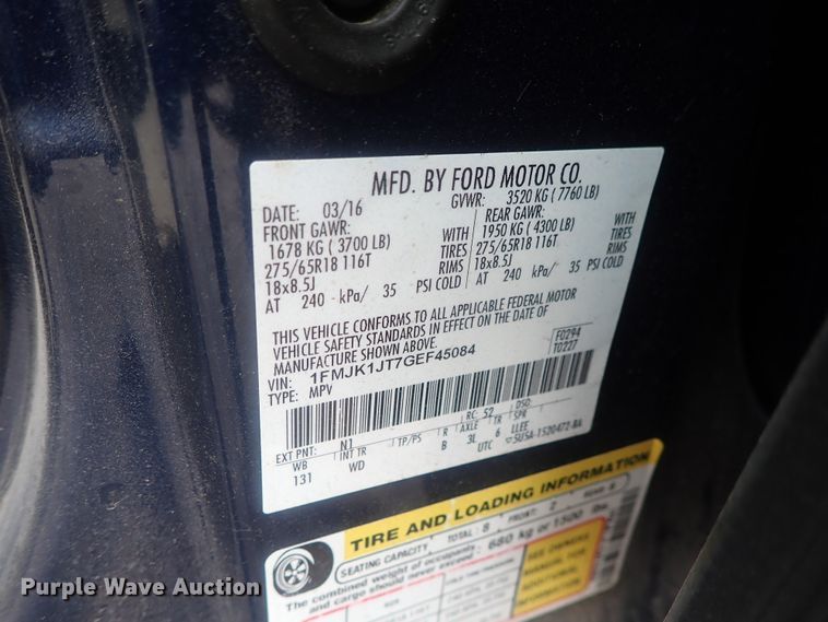 image for item DE0741 2016 Ford Expedition  SUV