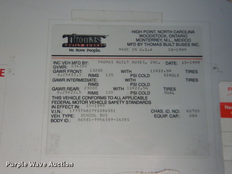 image for item DG4586 2000 Thomas 1405S  school bus