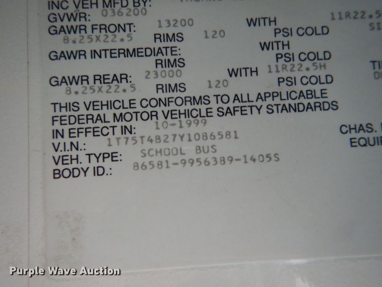 image for item DG4586 2000 Thomas 1405S  school bus