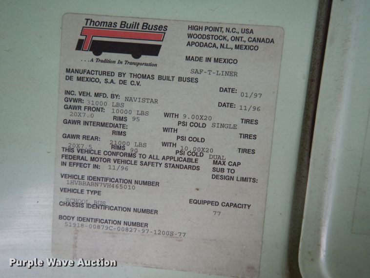 image for item DG4587 1997 International 3800  school bus