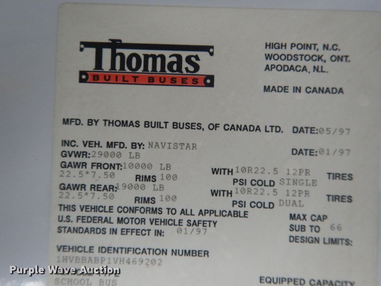 image for item DG4589 1997 International 3800  school bus