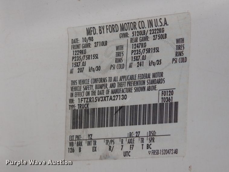 image for item FR9026 1999 Ford Ranger  SuperCab pickup truck