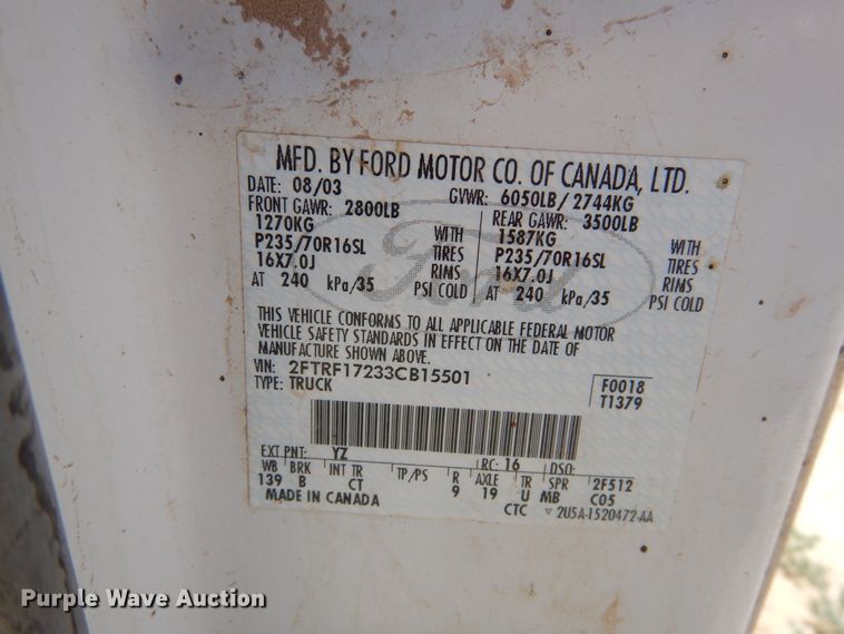 image for item GN9920 2003 Ford F150  pickup truck