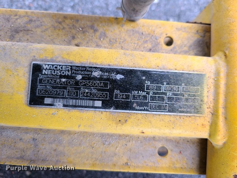 image for item GO9318 Wacker GP5600 generator