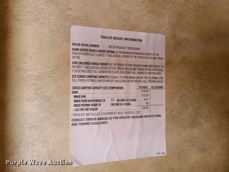 image for item GO9414 2007 KZRV  camper