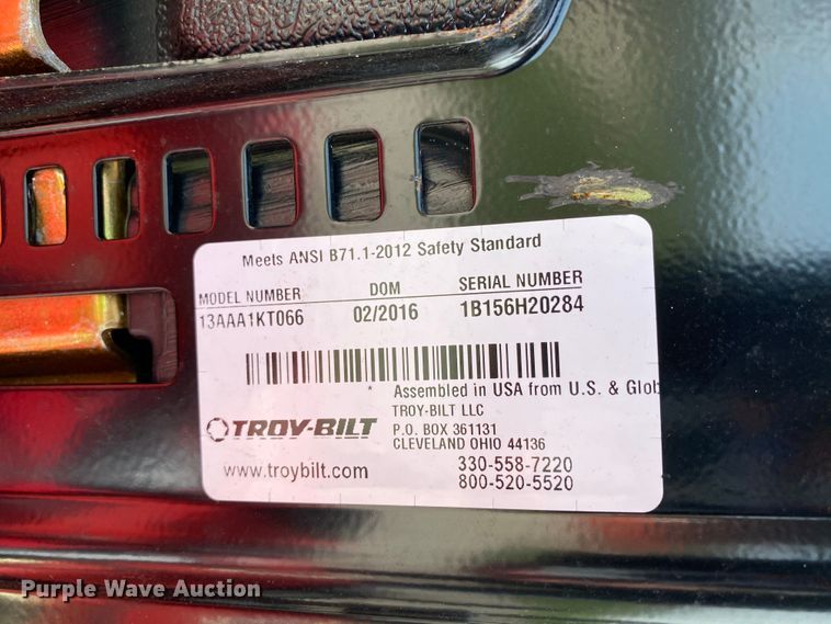 image for item HE9760 2016 Troy-Bilt 2246 lawn mower