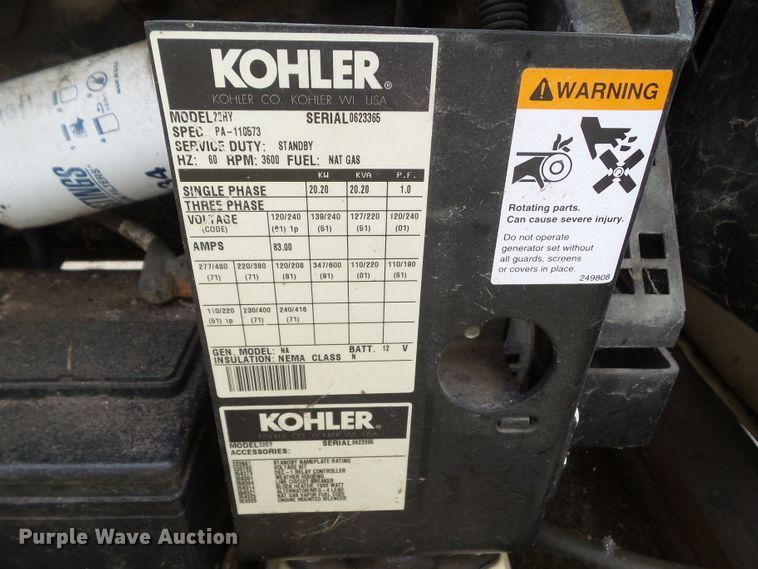 image for item HF9531 Kohler 22HY generator