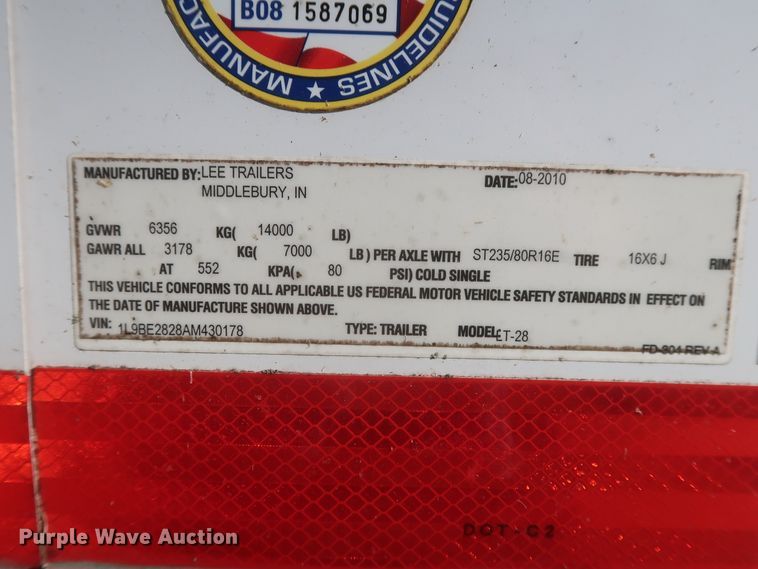 image for item HJ9331 2010 LEE LT-28 food service vending concession trailer