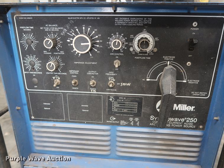 image for item HJ9372 Miller Syncrowave 250 constant current AC/DC arc welder