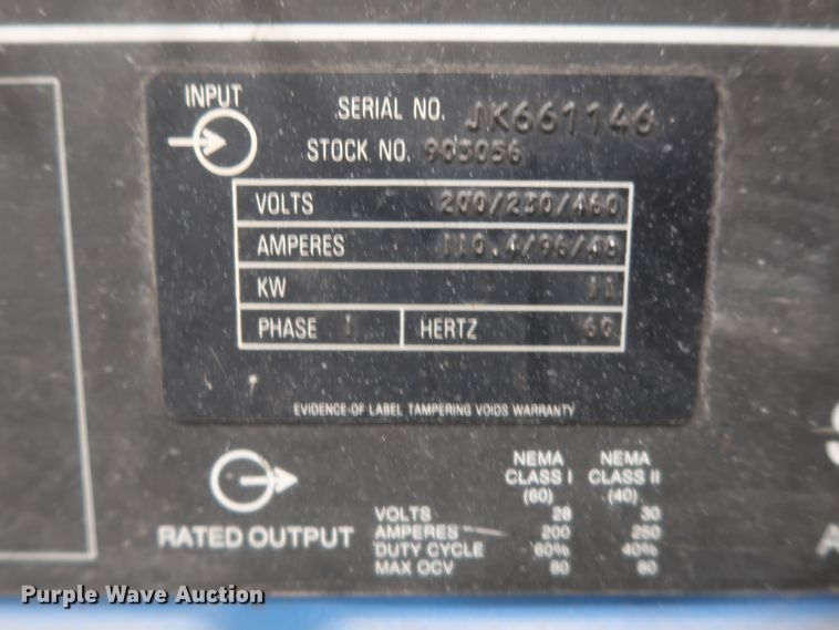 image for item HJ9372 Miller Syncrowave 250 constant current AC/DC arc welder