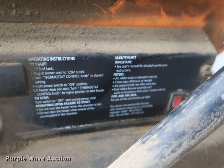 image for item HJ9396 Dayton 3VE51G oil-fired heater