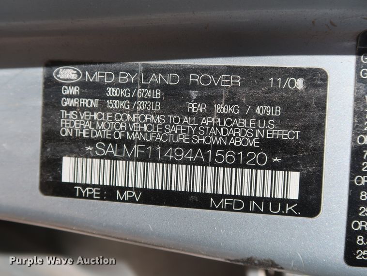 image for item HT9549 2004 Land Rover Range Rover  SUV