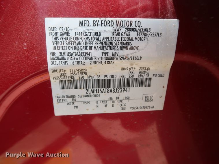 image for item HT9551 2010 Lincoln MKT  SUV