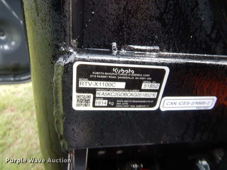 image for item HW9254 2019 Kubota RTV-1100C  utility vehicle