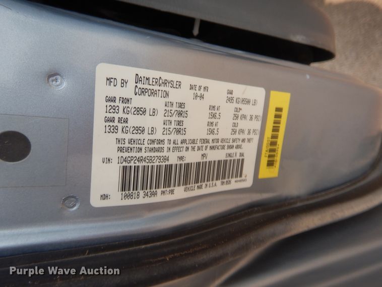 image for item HW9278 2005 Dodge Grand Caravan  van