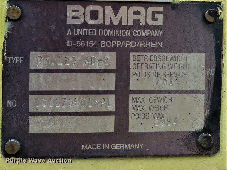 image for item DH1159 1995 Bomag BW120AD-2  double drum vibratory roller