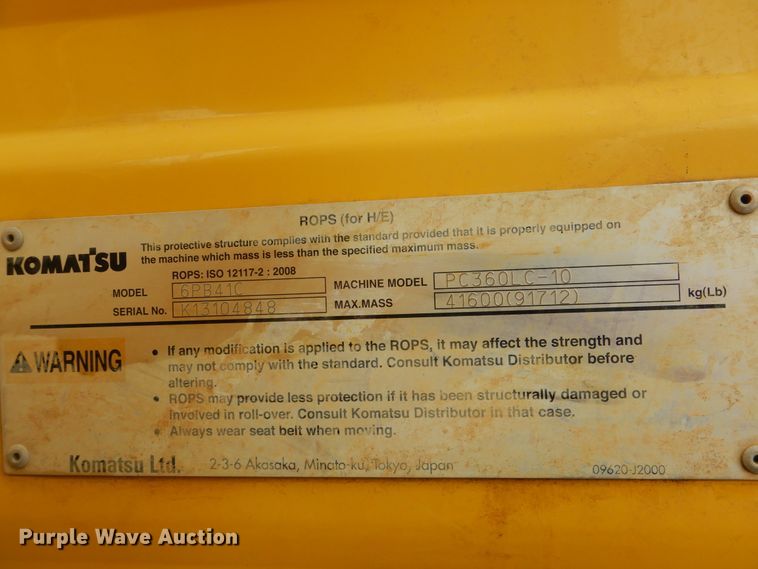 image for item DI0430 2014 Komatsu PC360LC-10  excavator