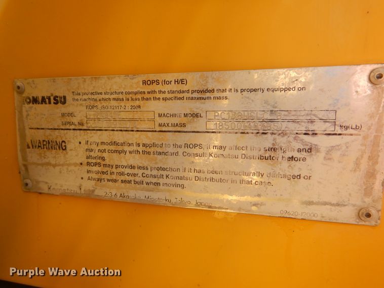 image for item DI0433 2011 Komatsu PC138USLC-8  excavator