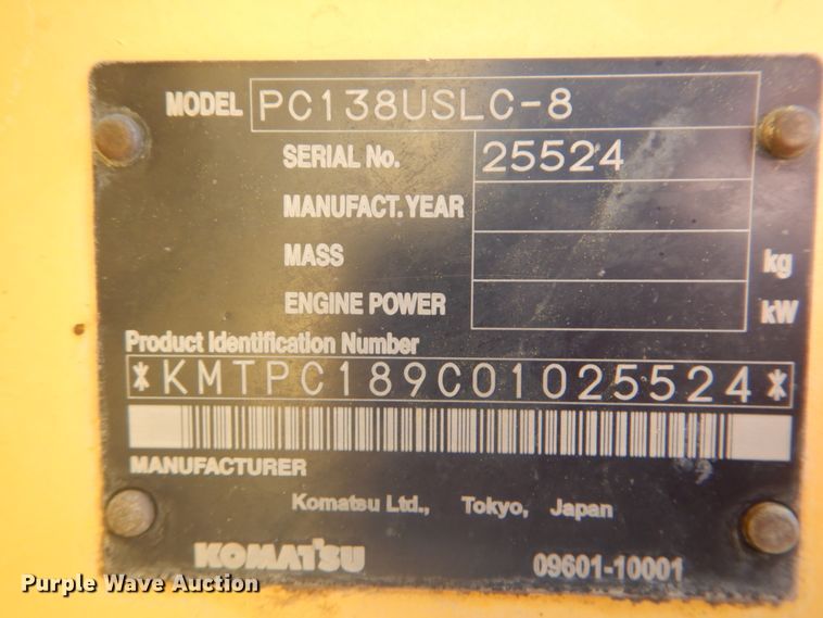image for item DI0433 2011 Komatsu PC138USLC-8  excavator