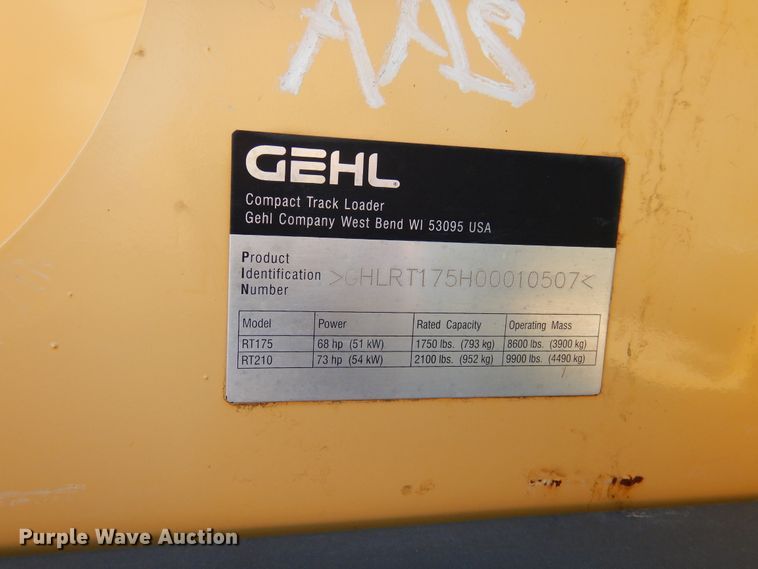 image for item DI3499 2012 Gehl RT175  tracked skid steer loader