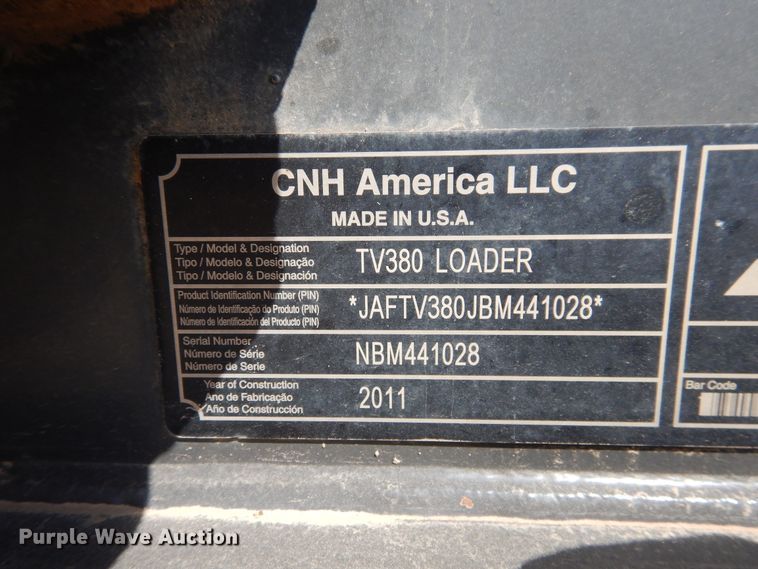 image for item DI3503 2011 Case TV380  tracked skid steer loader